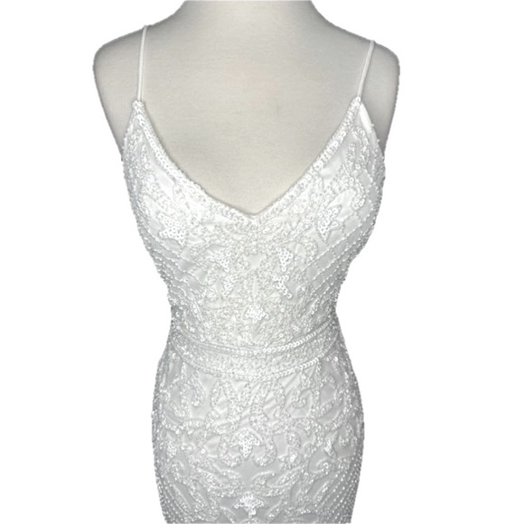 LULUS Bridal Wedding Elegant Sophisticated STUNNING Floral Beaded Mermaid Gown - Picture 4 of 10